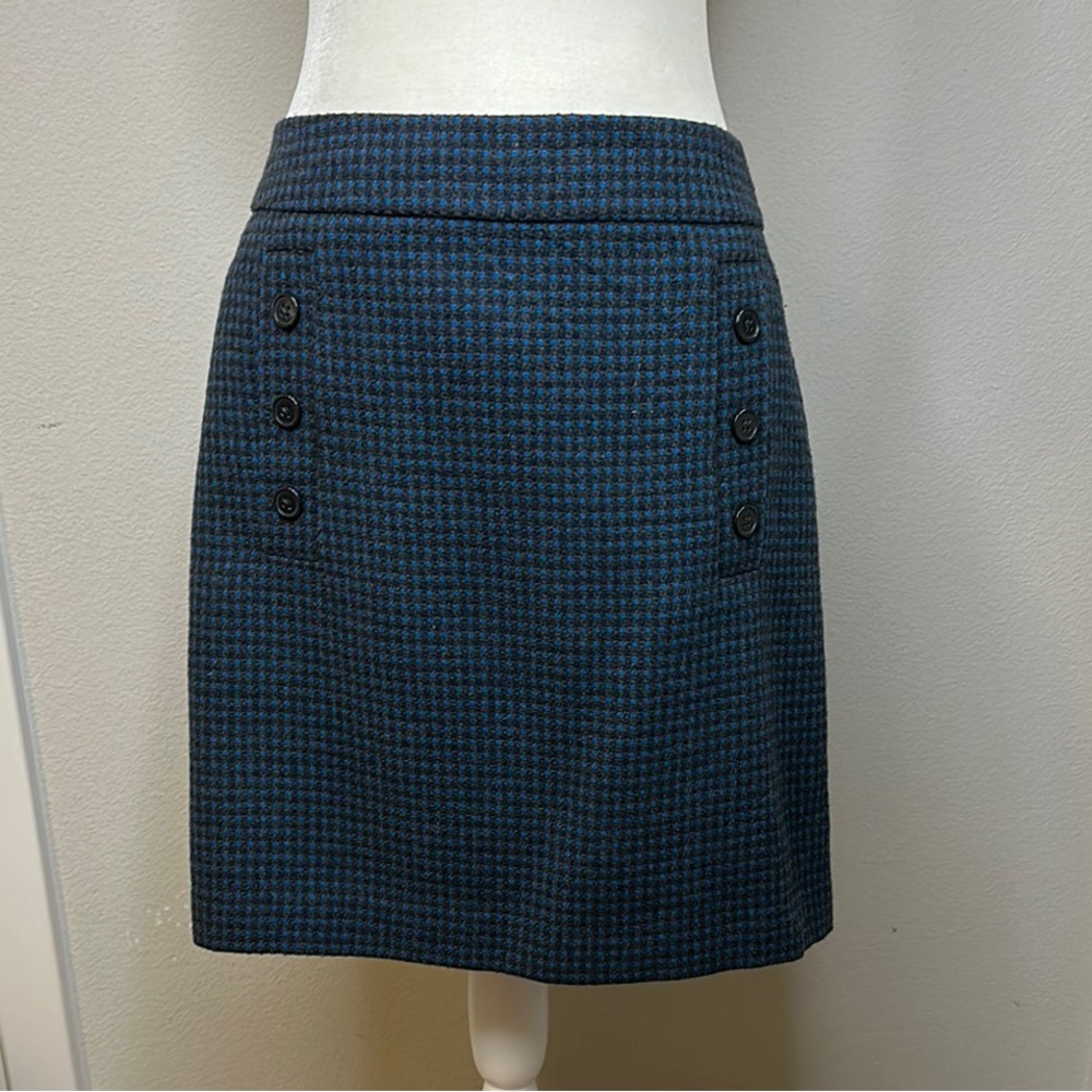 LOFT Blue Checkered Mini Skirt